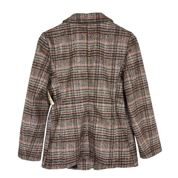 St. Johns Bay Womens Classic Houndstooth Plaid Blazer Size Medium Wool Blend - Picture 2 of 8